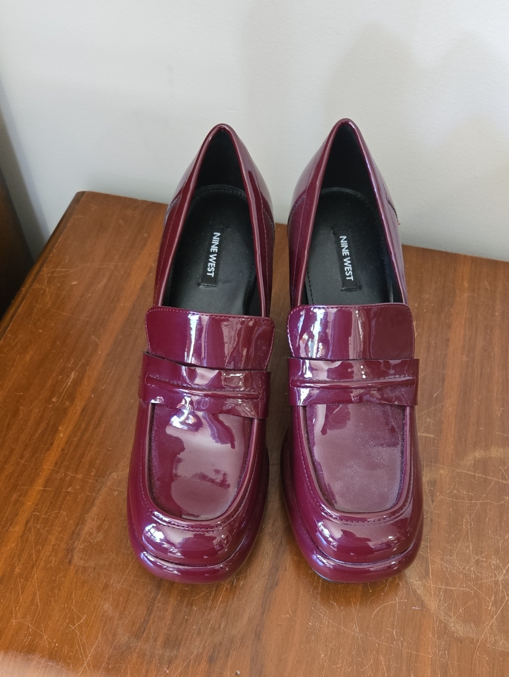 Nine West Patent Burgundy Loafers
